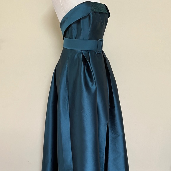 Sachin & Babi Ceri Deep Teal Beaded Belted Strapless Ball Gown Dress - Picture 11 of 13